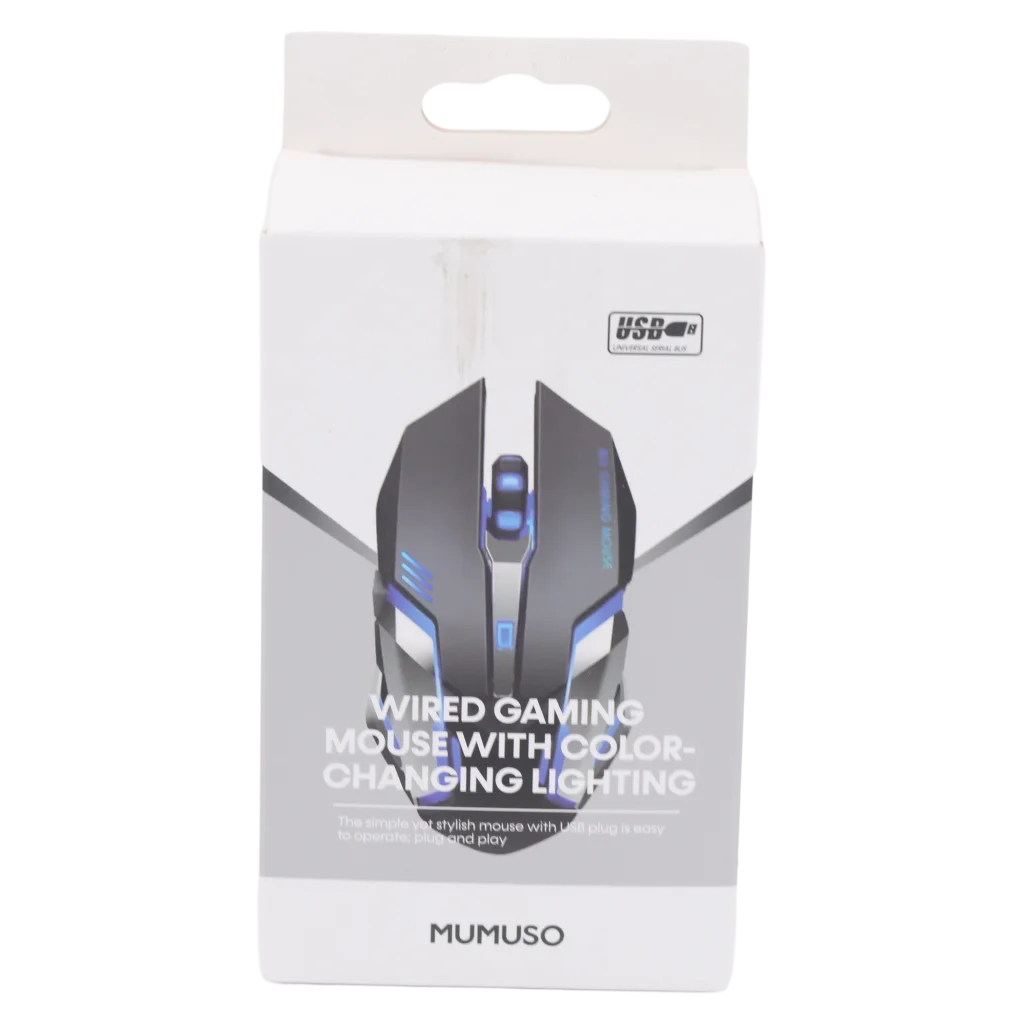 mumuso_gaming_maus_abs_usb_schwarz_led_3.webp MUMUSO Gaming Maus mit LED-Beleuchtung, USB-kabelgebunden, aus ABS, präzise PC Maus für Gamer in Schwarz.