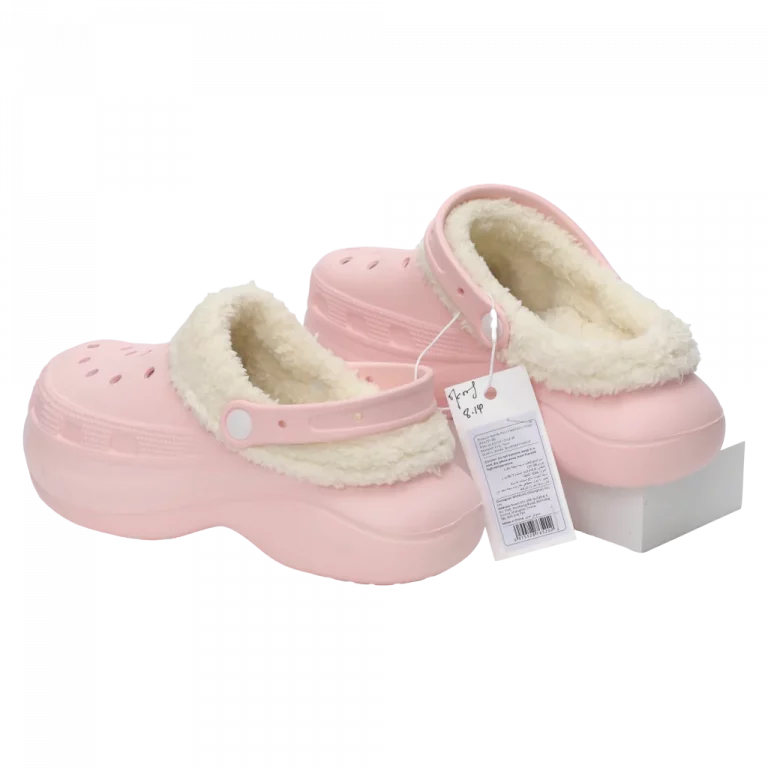 MUMUSO Hausschuhe Damen mit Plüschfutter und EVA-Sohle, Größe 37-38 in Rosa – warme Winter Clogs für Zuhause.