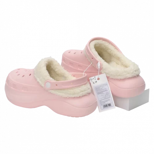 MUMUSO Winter Clogs Damen, gefüttert und bequem – warme Hausschuhe rosa in Größe 35-36 für kalte Tage.