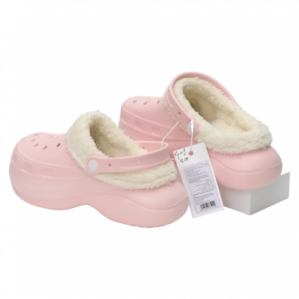MUMUSO Winter Clogs Damen, gefüttert und bequem – warme Hausschuhe rosa in Größe 35-36 für kalte Tage.