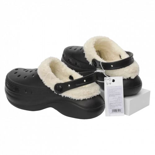 MUMUSO Winterclogs Damen, gefüttert mit weichem Futter in Schwarz (Größe 35-36) – bequeme Hausschuhe für den Winter.