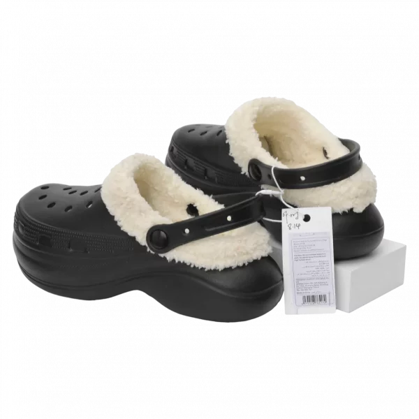 MUMUSO Winterclogs Damen, gefüttert mit weichem Futter in Schwarz (Größe 35-36) – bequeme Hausschuhe für den Winter.