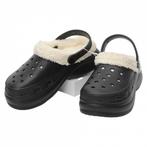 MUMUSO Winterclogs Damen, gefüttert mit weichem Futter in Schwarz (Größe 35-36) – bequeme Hausschuhe für den Winter.