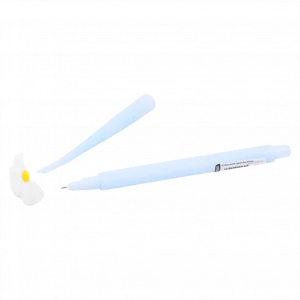 MUMUSO Gel-Tintenstift aus PVC und Silikon (hellblau) mit Blüte – dekorativer Blumen-Stift für Notizen und Skizzen.