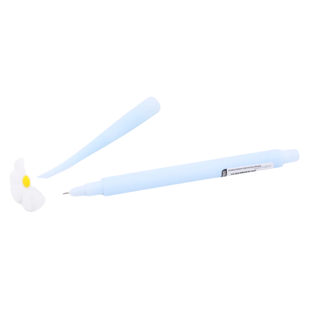 MUMUSO Gel-Tintenstift aus PVC und Silikon (hellblau) mit Blüte – dekorativer Blumen-Stift für Notizen und Skizzen.