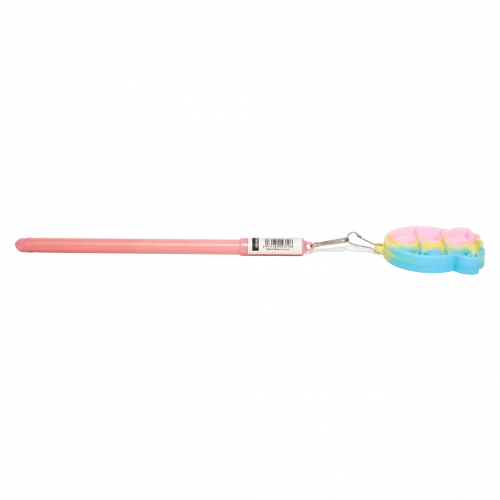 MUMUSO Gelstift mit Silikonanhänger (Rosa), aus Kunststoff – praktischer Anti-Stress Stift für den Schulbedarf.