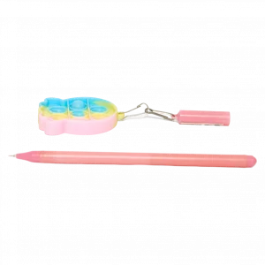 MUMUSO Gelstift mit Silikonanhänger (Rosa), aus Kunststoff – praktischer Anti-Stress Stift für den Schulbedarf.