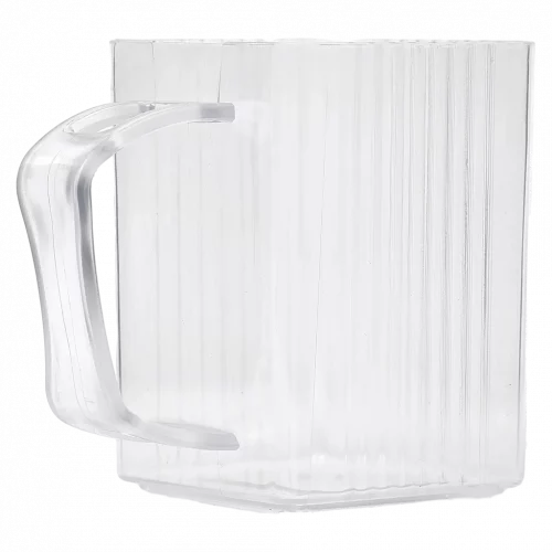 MUMUSO Mundspülbecher aus robustem Kunststoff, geriffelt, 360 ml (weiß) – ideal für Mundhygiene im Badezimmer.