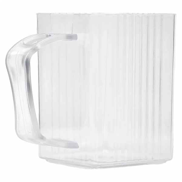 MUMUSO Mundspülbecher aus robustem Kunststoff, geriffelt, 360 ml (weiß) – ideal für Mundhygiene im Badezimmer.
