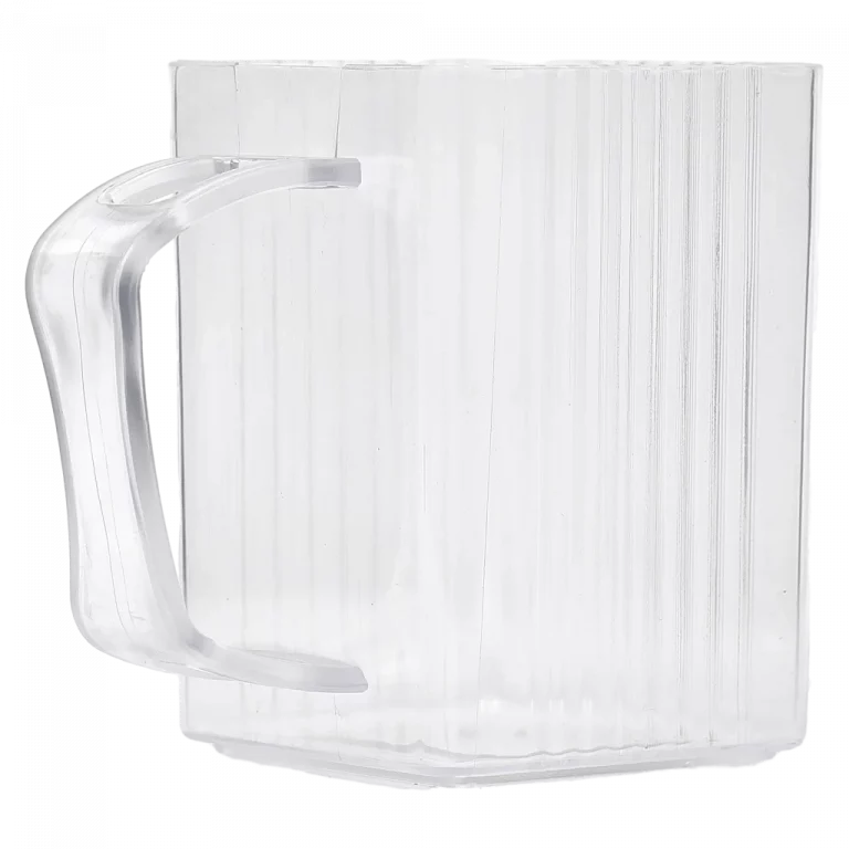 MUMUSO Mundspülbecher aus robustem Kunststoff, geriffelt, 360 ml (weiß) – ideal für Mundhygiene im Badezimmer.