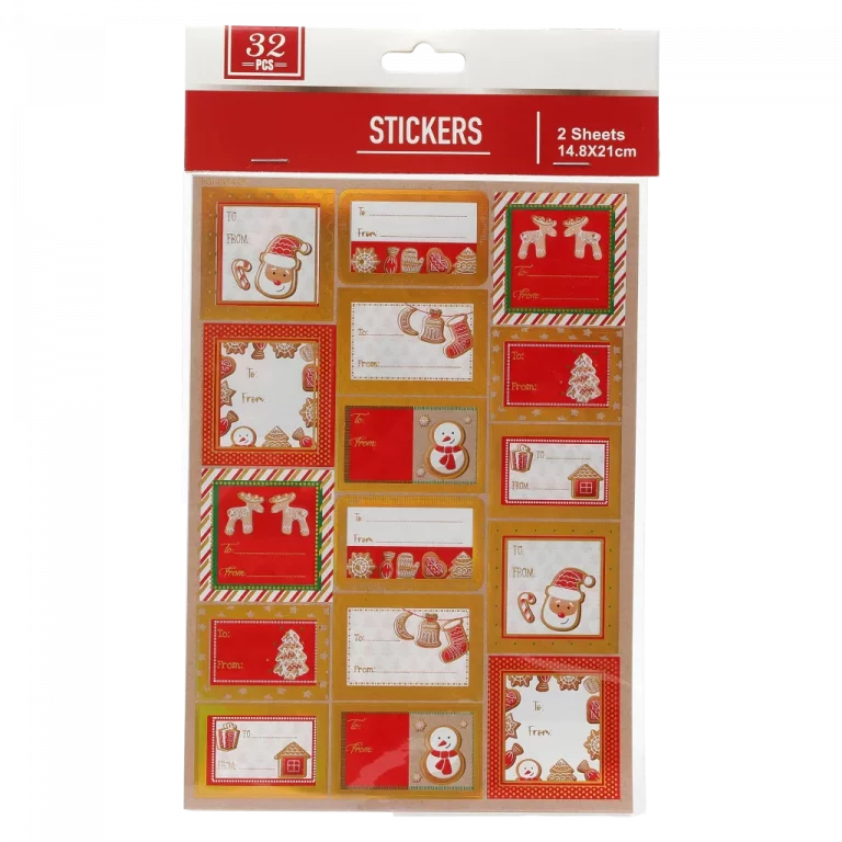 MUMUSO Geschenkaufkleber Weihnachten, selbstklebend mit Folienprägung (Rot/Grün), ideal für Geschenke und Weihnachtsverpackungen.