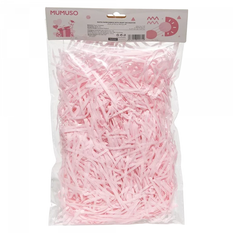 MUMUSO Geschenkpapierstreifen mit Herz-Print, 35 g (Rosa) – dekoratives Füllmaterial für Geschenkverpackung in Rosa.