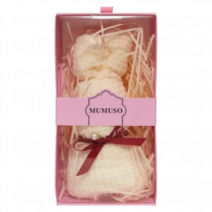 MUMUSO Gesichtshandtuch aus Coral-Fleece, 190 g (Weiß) mit Hasen-Form – weiches Mikrofaser Handtuch Geschenkbox für empfindliche Haut.