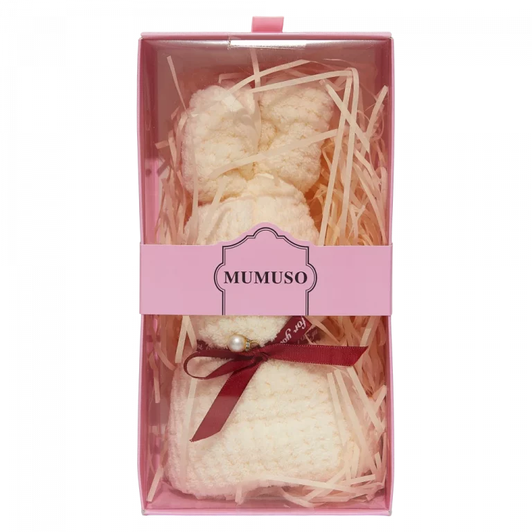 MUMUSO Gesichtshandtuch aus Coral-Fleece, 190 g (Weiß) mit Hasen-Form – weiches Mikrofaser Handtuch Geschenkbox für empfindliche Haut.