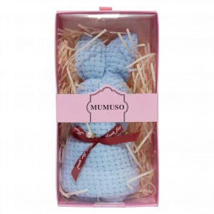 MUMUSO Gesichtshandtuch aus Coral Fleece als Hase, Geschenkbox (blau) – weiches Handtuch für empfindliche Haut.