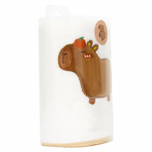 MUMUSO Gesichtshandtuch aus Florgarn mit Capybara, Braun – weiches Handtuch für empfindliche Haut im Tier-Design.