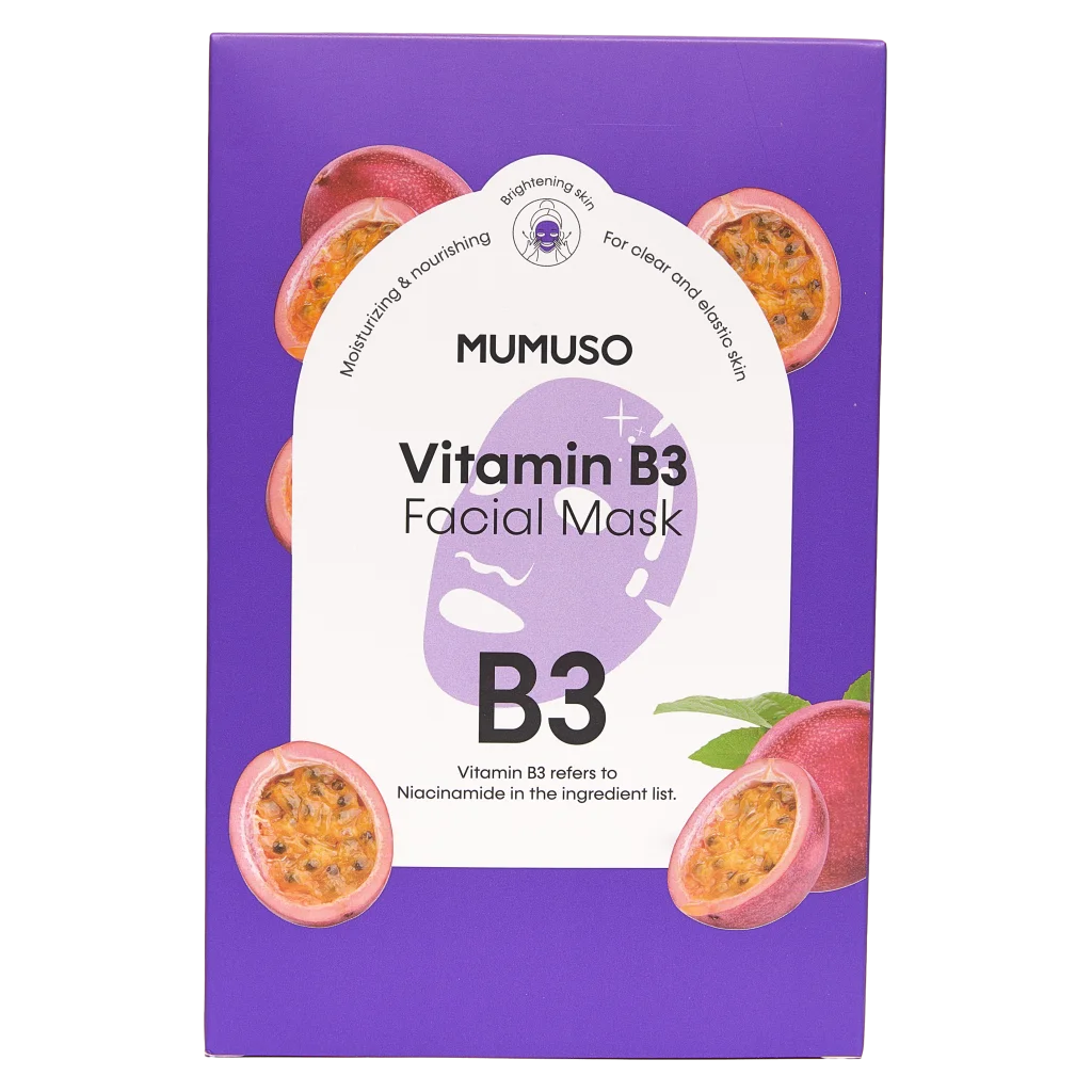 mumuso_gesichtsmaske_vitamin-b3_185-4g_lila.webp MUMUSO Gesichtsmaske mit Vitamin B3, 185,4 g (Lila) – feuchtigkeitsspendende Gesichtsmaske für empfindliche Haut.