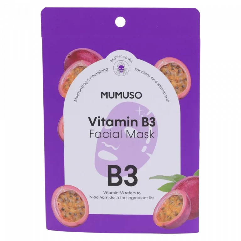 MUMUSO Gesichtsmaske Vitamin B3 (lila), feuchtigkeitsspendende Pflegemaske mit Niacinamid für intensive Gesichtspflege.