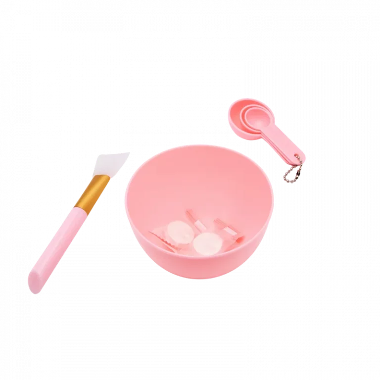 MUMUSO Gesichtsmaske Werkzeugset mit Mischschale und Silikonpinsel in Rosa – komplettes Zubehör für DIY Gesichtspflege.
