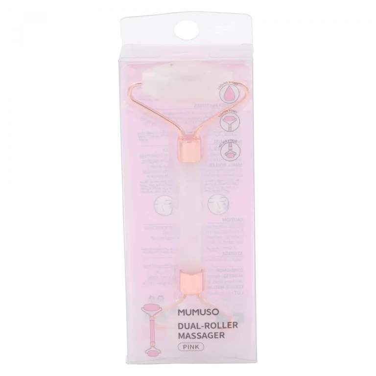 MUMUSO Gesichtsmassager aus Naturstein, Dual-Roller (Pink) – Beauty Tool für straffe Haut und Gesichtspflege.