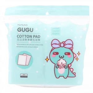 MUMUSO Gesichtsreinigungspads 100 Stück (Weiß) mit Dinosaurier – weiche Abschminkpads für empfindliche Haut.