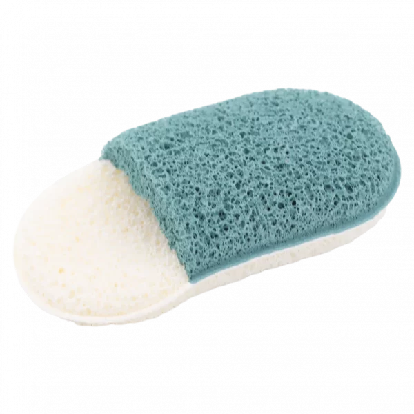 MUMUSO Gesichtsreinigungsschwamm für die sanfte Gesichtsreinigung in Pantoffelform, grün, ideal als Beauty Tool.