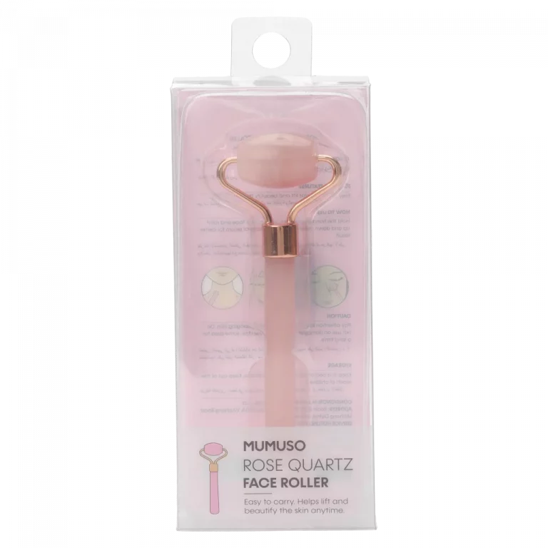 MUMUSO Gesichtsroller aus Rosenquarz, Beauty-Tool für Gesichtsmassage in Rosa – ideal für gesunde Gesichtspflege.