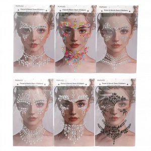 MUMUSO Gesichtssticker mit Glitzer für Gesicht und Hals, wiederverwendbare Sticker in Weiß, ideales Party Make-up.