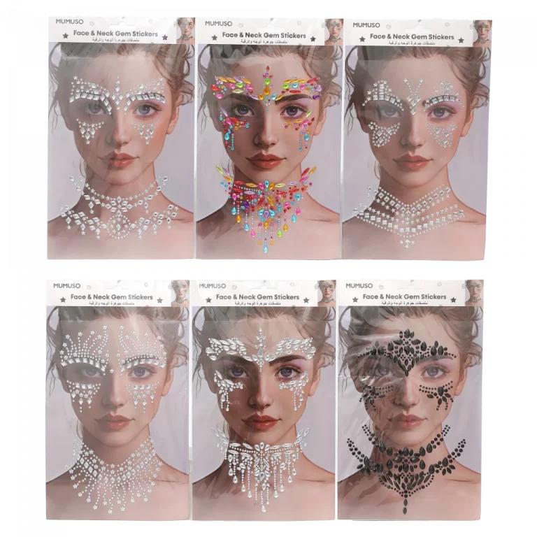 MUMUSO Gesichtssticker mit Glitzer für Gesicht und Hals, wiederverwendbare Sticker in Weiß, ideales Party Make-up.