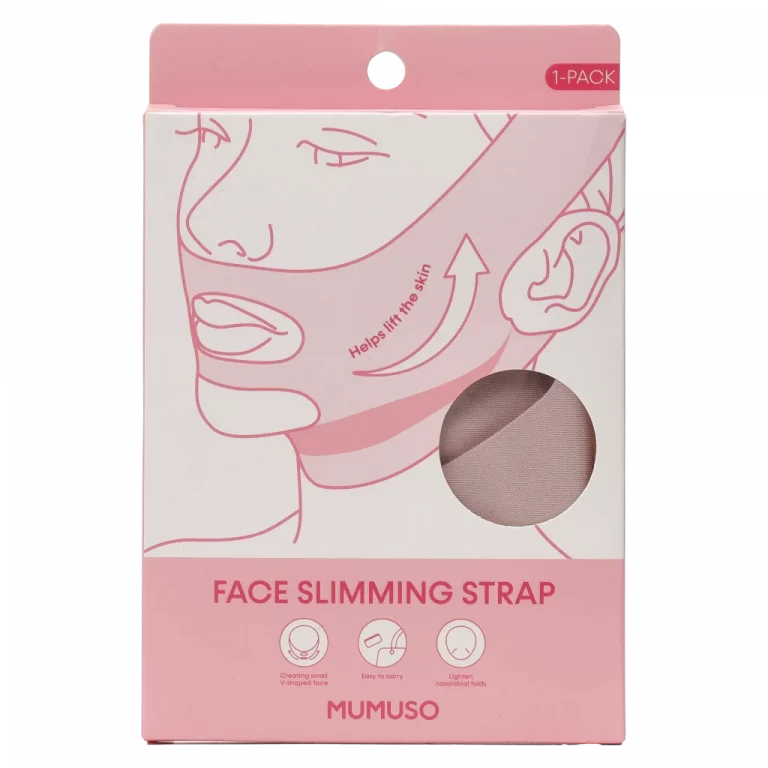 MUMUSO Gesichtsstraffungsband, verstellbar mit Fächer-Print in Beige – Beauty Tool für Konturen und komfortable Gesichtspflege.
