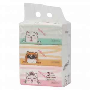 MUMUSO Gesichtstücher 3er-Pack aus Zellstoff für empfindliche Haut, sanfte Reinigungstücher mit Tier-Print (Weiß).