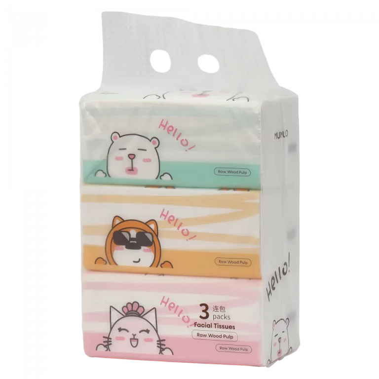 MUMUSO Gesichtstücher 3er-Pack aus Zellstoff für empfindliche Haut, sanfte Reinigungstücher mit Tier-Print (Weiß).