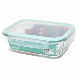 MUMUSO Glas Frischhaltedose, rechteckig, 1040 ml (Mint) mit Deckel – praktische Glasbox für Lebensmittelaufbewahrung.