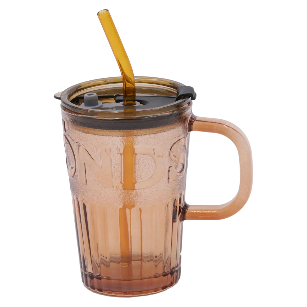 mumuso_glas-tasse_natrium-calcium-glas_450ml_braun.webp MUMUSO Glas-Tasse aus Natrium-Calcium-Glas, 450 ml (Braun) – Glas-Tasse mit Strohhalm, ideal für kalte Getränke.