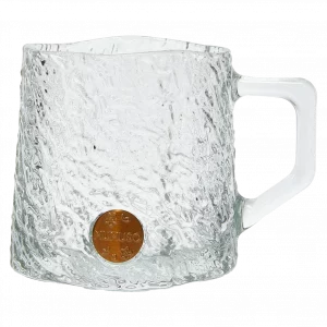 MUMUSO Glasbecher für Kaffee und Tee, 260 ml, aus Natrium-Calcium-Glas mit strukturiertem Muster, transparent.