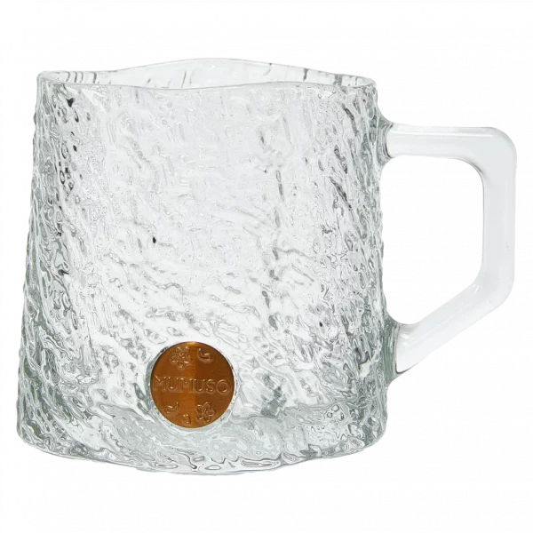 MUMUSO Glasbecher für Kaffee und Tee, 260 ml, aus Natrium-Calcium-Glas mit strukturiertem Muster, transparent.