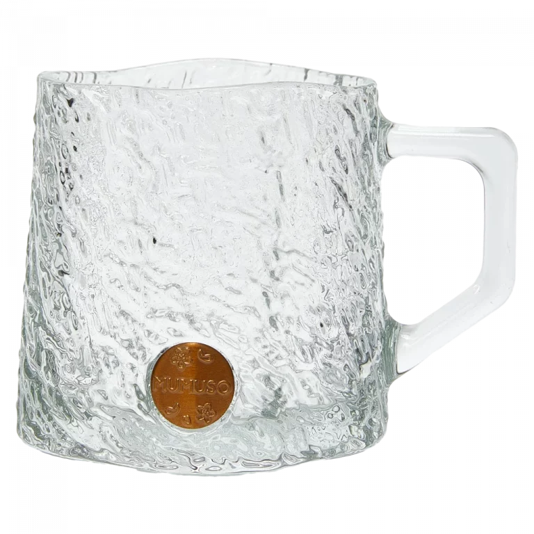MUMUSO Glasbecher für Kaffee und Tee, 260 ml, aus Natrium-Calcium-Glas mit strukturiertem Muster, transparent.