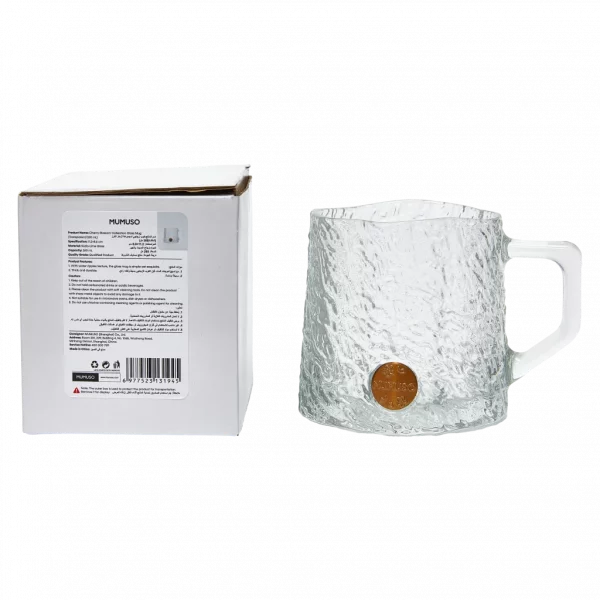 MUMUSO Glasbecher für Kaffee und Tee, 260 ml, aus Natrium-Calcium-Glas mit strukturiertem Muster, transparent.