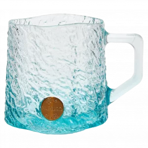 MUMUSO Glastasse aus Natrium-Calcium-Glas, 260 ml (Blau) – moderne Haushaltstasse mit Farbverlauf für heiße Getränke.