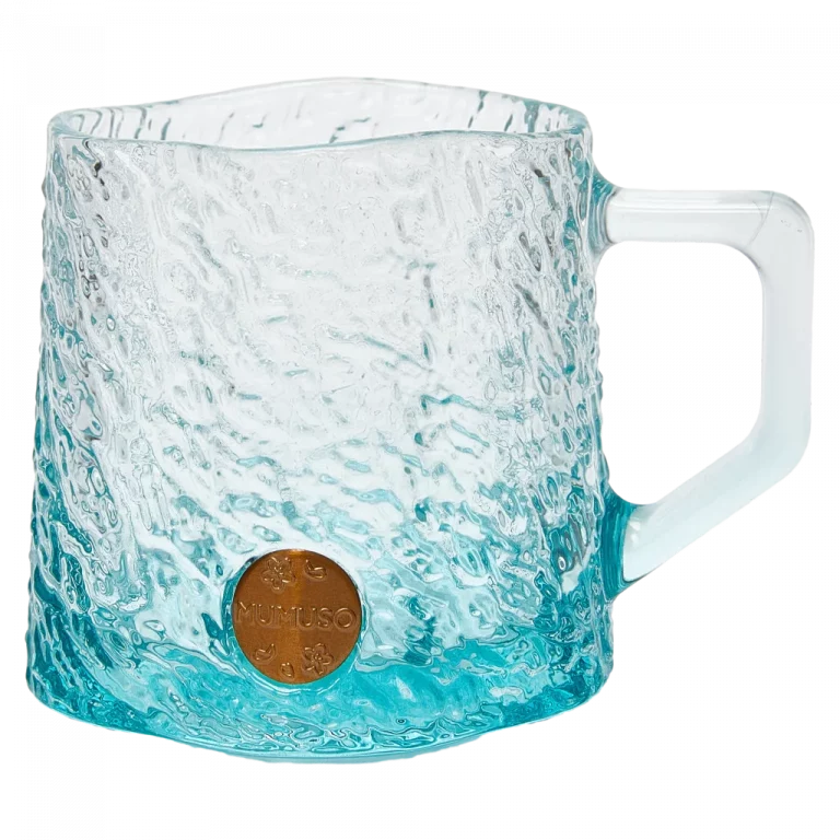 MUMUSO Glastasse aus Natrium-Calcium-Glas, 260 ml (Blau) – moderne Haushaltstasse mit Farbverlauf für heiße Getränke.