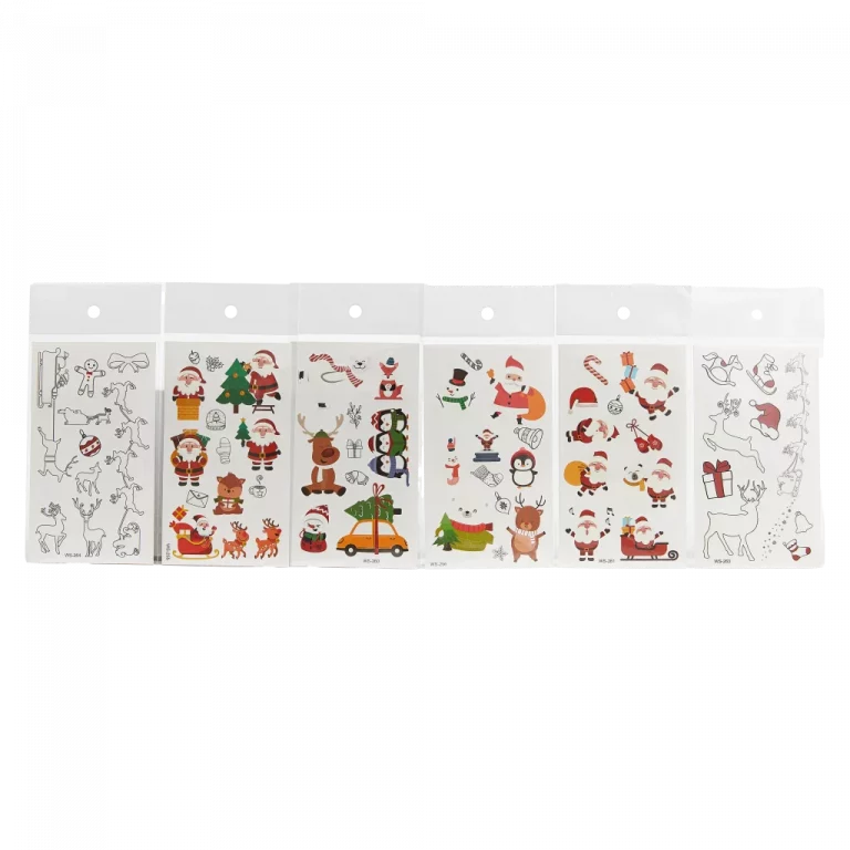 MUMUSO Glow-in-the-Dark-Tattoo mit Weihnachtsmann und Rentier, temporär, mehrfarbig – leuchtendes Weihnachts-Tattoo für Kinder.