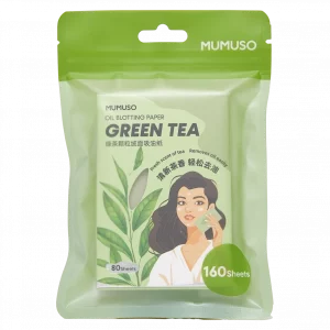 MUMUSO Green Tea Blotting Paper für das Gesicht, 160 Blatt (Grün) – Öl-absorbierendes Papier für ölige Haut.