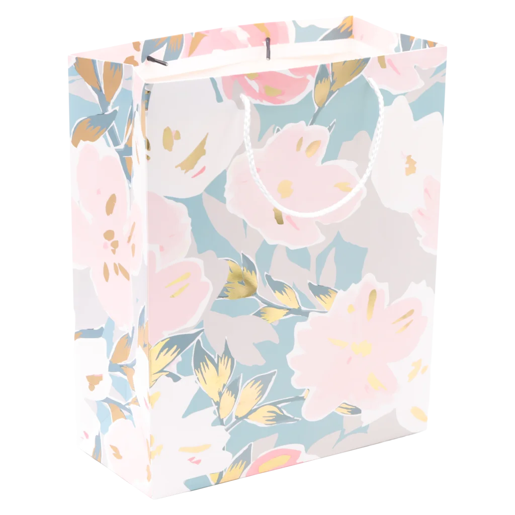 mumuso_grosse_geschenktasche_karton_blumen-print_mehrfarbig.webp MUMUSO Geschenktasche groß aus weißem Karton mit Blumen-Print – stabile und dekorative Geschenktasche für Geburtstag oder Hochzeit.