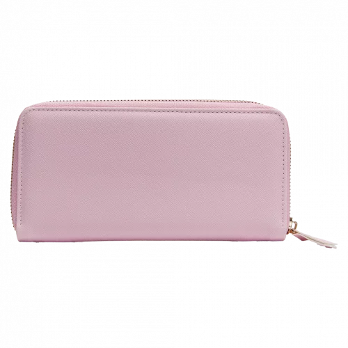 MUMUSO Geldbörse Damen aus Kunstleder in Pink – große Damen Geldbörse mit Reißverschluss und Herzmuster, ideal für Karten.