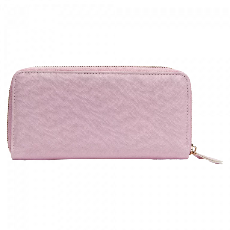MUMUSO Geldbörse Damen aus Kunstleder in Pink – große Damen Geldbörse mit Reißverschluss und Herzmuster, ideal für Karten.