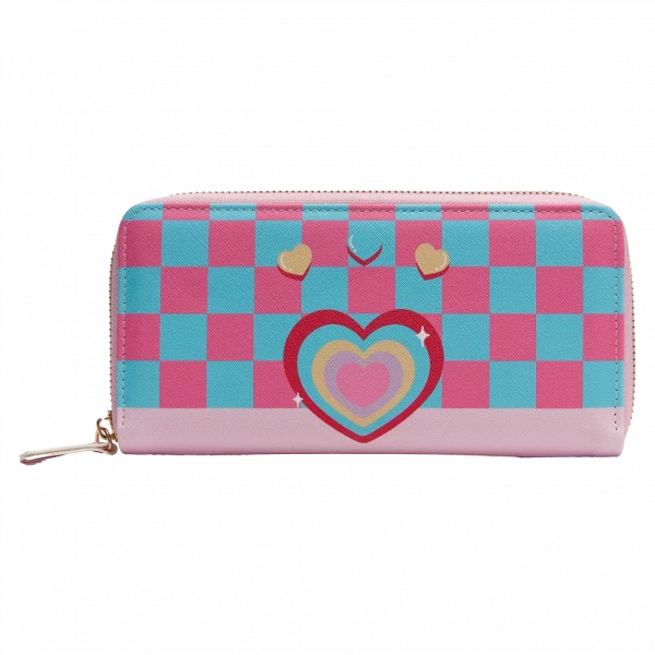 MUMUSO Geldbörse Damen aus Kunstleder in Pink – große Damen Geldbörse mit Reißverschluss und Herzmuster, ideal für Karten.