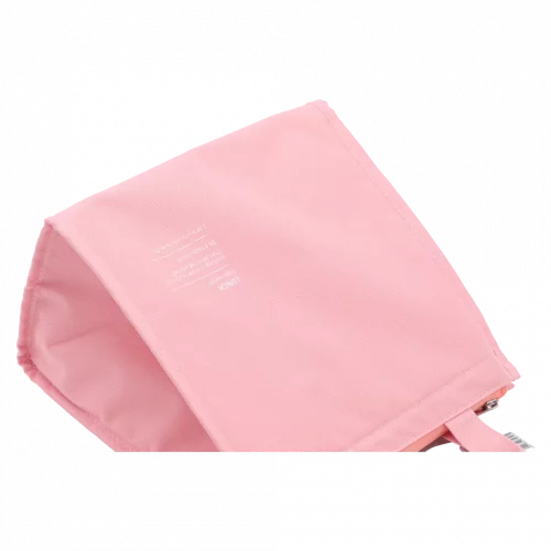 MUMUSO Lunchbag groß aus Stoff-Textil mit Aluminiumfolie in Rosa – isolierte Tasche für Essen und Getränke.