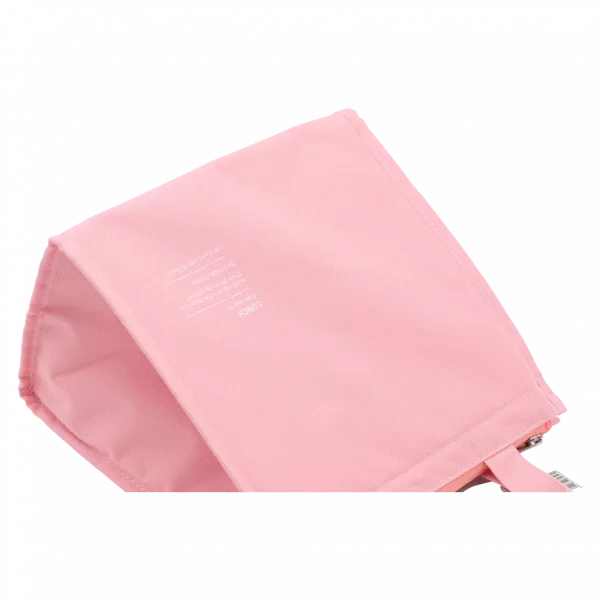MUMUSO Lunchbag groß aus Stoff-Textil mit Aluminiumfolie in Rosa – isolierte Tasche für Essen und Getränke.