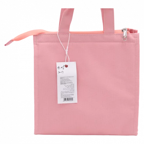 MUMUSO Lunchbag groß aus Stoff-Textil mit Aluminiumfolie in Rosa – isolierte Tasche für Essen und Getränke.