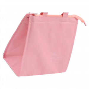MUMUSO Lunchbag groß aus Stoff-Textil mit Aluminiumfolie in Rosa – isolierte Tasche für Essen und Getränke.